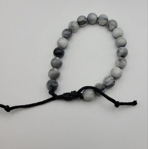 Black Agate Stone Pull Tie Bracelet